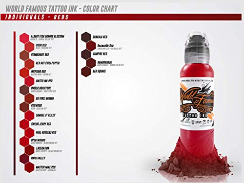 World Famous Tattoo Ink - Sailor Jerry Red Tattoo Ink - Professional Tattoo Ink & Tattoo Supplies - Skin-Safe Permanent Tattooing in Bold Shades - Vegan & Non-Toxic (1 oz)