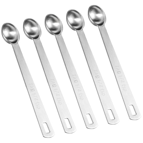 5 Pcs Measuring Spoons 1/4 Mini Measuring Spoons Sets Stainless Steel Tablespoon Measuring Spoon for Kitchen Cooking Baking Measuring Tools Cups (Silver)