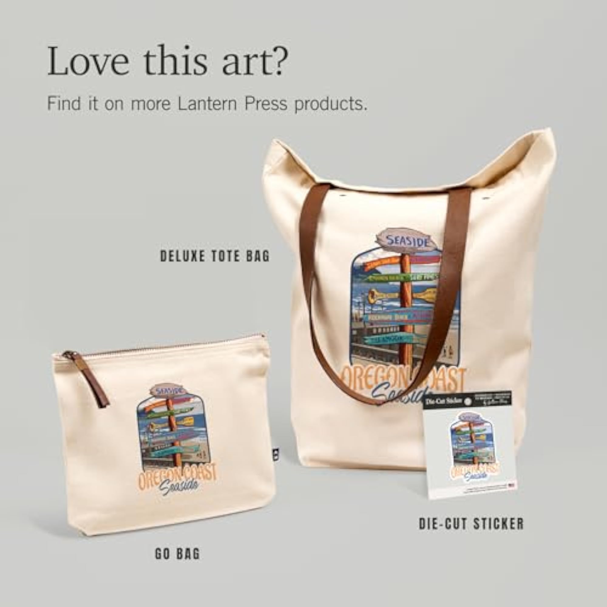 Seaside Oregon Destination Signpost Go Bag, Cotton Canvas