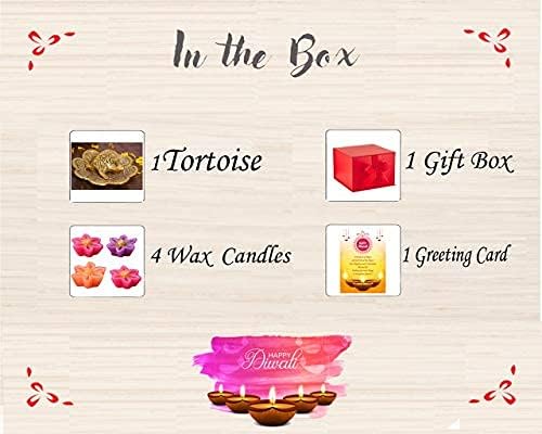 Frienemy Presents Tortoise for Good Luck Showpiece Diwali Gift Combo - Set of 4 Floating Candles Tealight, Special Greeting Card - Diwali Gifts Home Decoration - #Frienemy-0378