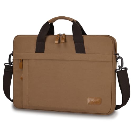 Image of ESTARER Laptop Bag 17-17.3 Inch, Computer Bags for Men Water-resistant Canvas Laptop Case Slim Laptop Sleeve Fits Hp /Dell /Asus /Lenovo /Acer, Brown