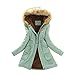 EMATOP Jacke Damen Winterjacke Lang Mantel Warme Softshelljacke mit Kapuze Casual Lose Parka Übergangsjacke Winter Fleecejacke Steppjacke Einfarbig Elegant Hoodie Mode Cardigan Tailliert Outwear
