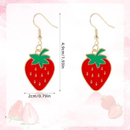 Strawberry Dangle Earrings for Women, Red Cute Strawberry Earring Fruit Drop Dangle Jewelry for Women Fashion Holiday Party Accessories2