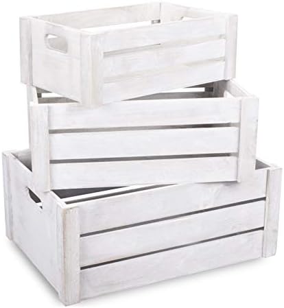 Lovely Oval Cut Handle Vintage Wooden Crates Storage Tray Rack Shelves (1, Small)
