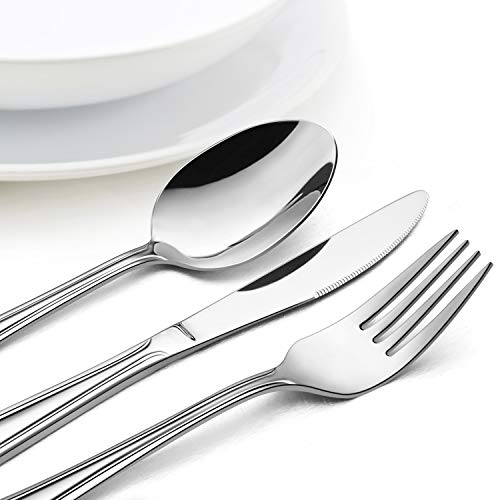 image for 60-Piece Silverware Set for 12, HaWare Stainless Steel Flatware Eating