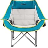 Oversized Camping Chair for Adults – Heavy Duty Folding Chair with Cup Holders, Storage Pocket & Carry Bag – Outdoor Padded Camp Chair for Camping, Backyard, Fishing & Sports – Supports 400lbs