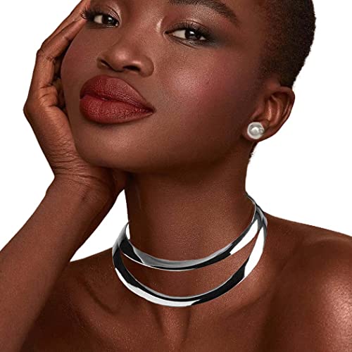 Barode African Collar Choker Necklace Gold Statement Chokers Bib Chunky Necklaces Earring Sets Jewelry For Women And Girls (Silver) #TOP2