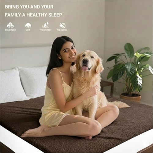 Image of Next Space - Waterproof - Hypoallergenic Mattress Protector, PVC-Free, Easy Wash, Absorbent and Breathable (Coffee, 72x78)
