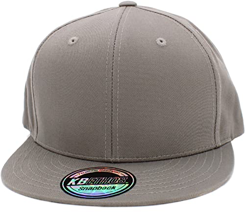 Image of KBETHOS Classic Snapback Hat Blank Cap Underbrim Cotton Wool Blend Flat Visor Adjustable Unisex