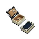 WHSLILR Book Shaped Ring Box - Vintage Engagement Ring Box with Hinged Lid for Proposal Engagement Wedding, Proposal Ring Case-PRB012-Blue