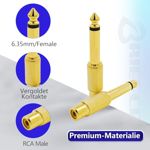 BRIEFCEC 8-Piece 6.35mm (1/4 Inch) Male to RCA Female Mono TS Audio Adapter, Gold-Plated - Image 3