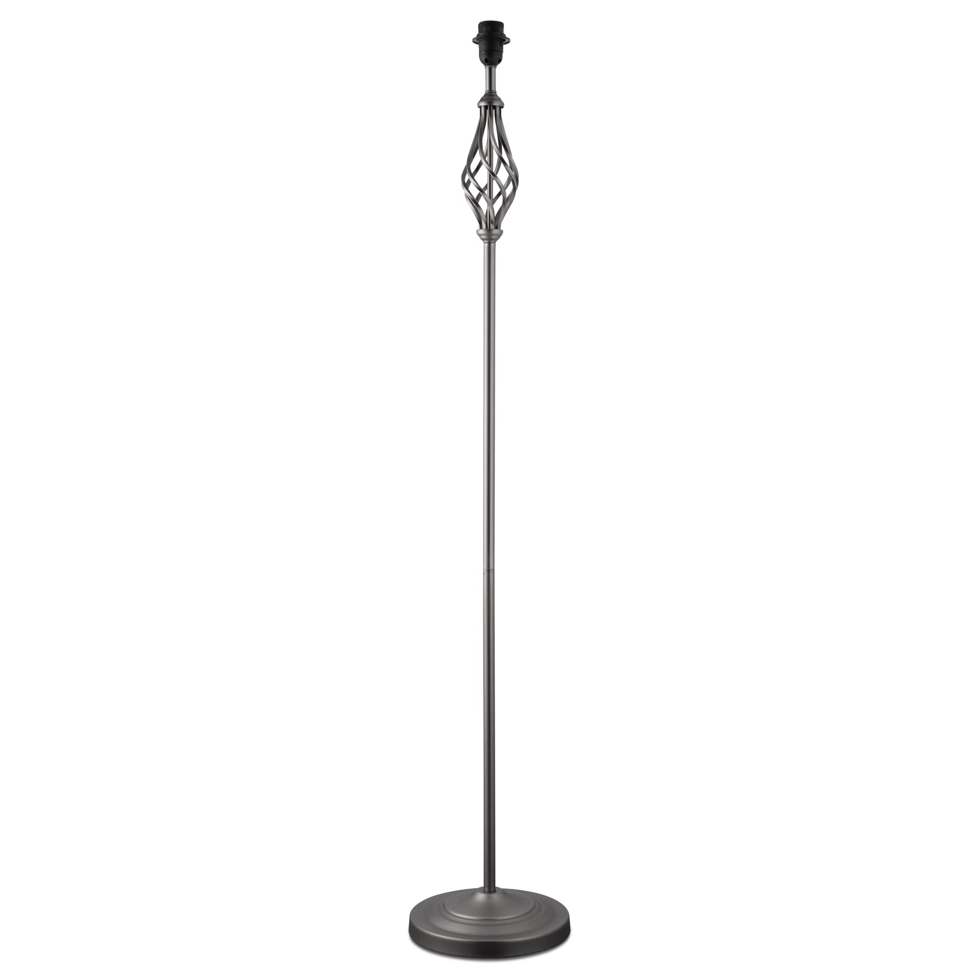 Lighting Supermarket Queenswood Barley Twist Pewter Grey Floor Lamp/Standard Lamp/No Shade/Floor Lamp Base Only/ES / E27 / Edison Screw Bulb