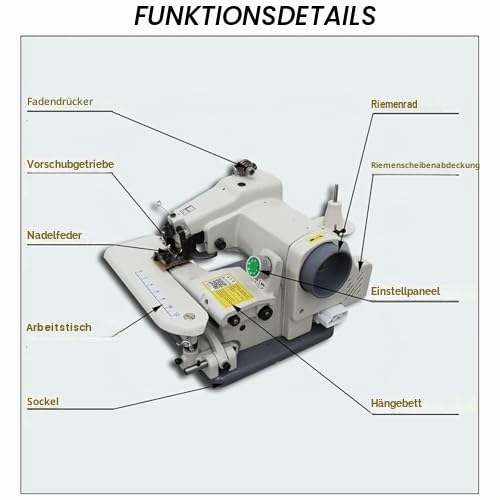 Tragbare Blindstich-Saummaschinen, Näh- und Stickmaschine, maximale Geschwindigkeit von 1200 U/min, Nadelsteigung 3-8 mm, zum Säumen von Hosen mit Pedal mit 10 Nadeln