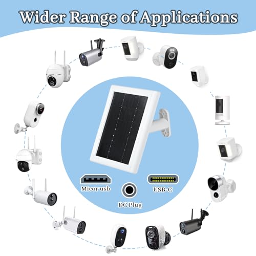 BOBUY Ring Camera Solar Panel Charger, 5V 3.5W Solar Charger Compatible with Ring Spotlight Cam Stick Up Cam Battery Outdoor Wireless Surveillance Camera, 16.4ft Cable (White, 2 Pack)