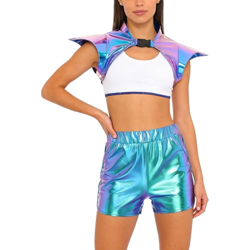 Pantalones cortos de cintura baja y armadura gótica para ropa de festival y club nocturno