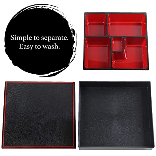 Tikusan Japanese Traditional Lunch Bento Boxes For Restaurant Or Home Made In Japan Food Carrier Food Storage & Organization Container 5 Compartment Jubako 10.2 X 10.2 X 2.4 Inches #TOP3