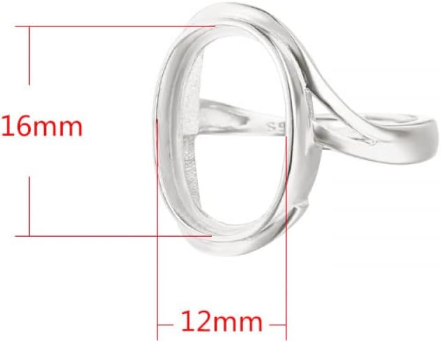 925 Sterling Silver Adjustable Ring Blank for 5X7/6x8/8x10/8x12/12x16mm Oval Gems Ring Mounting Setting DIY Jewelry Making Personalized Gift for Women(Platina Color)