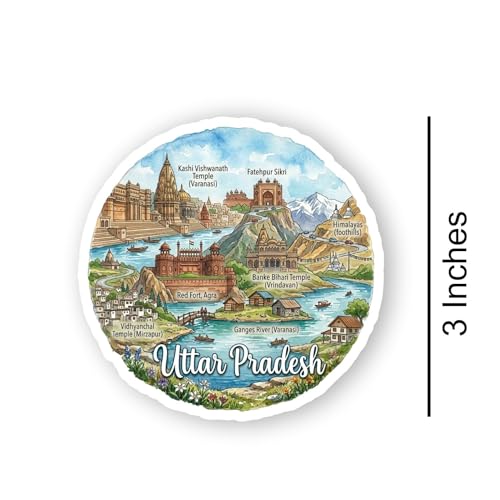 Image of Uttar Pradesh Textured Finish Acrylic Fridge Magnet -UV Texture Printed, Stylish Multicolor Magnet for Fridge, Wardrobe & Metal Surfaces, Pack of 1 (Uttar Pradesh 1)