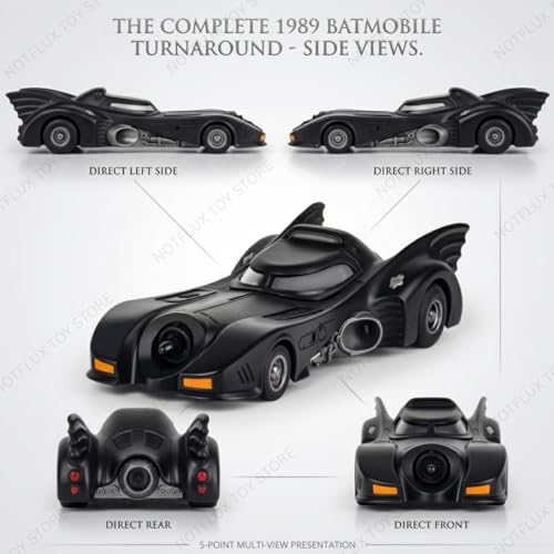 Image of 1:24 Black Batmobile - Pull-Back Alloy Supercar with Lights, Sound & Smoke - Dashboard & Collectible Model for Kids & Adults (Pack of 1)