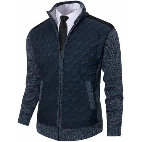 Msmsse Men's Knitted Cardigan Sweater Causal Thick Full Zip Sweaters for Men Coat Navy US S Cover