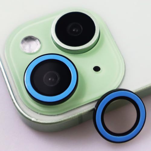 Image of BONVAN for iPhone 15 /15 Plus Camera Lens Protector Glow in the Dark Tempered Glass Screen Accessories Luminous Lens Cover for iPhone 15 /15Plus (2PCS) (Blue)