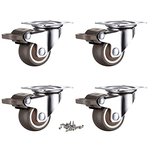 4 ruedas para muebles de 25 mm con tornillos, frenos, ruedas de transporte de goma, pequeñas ruedas giratorias para muebles de palé (25 mm) Cover