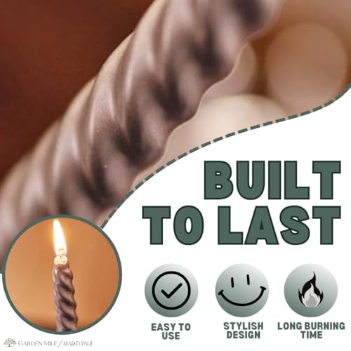 Marco Paul 4Pcs Metallic Silver Twist Taper Dinner Candles Long Burning - Smokeless Twisted Candles - 25cm Tall Unscented Taper Candle Sticks for Birthday Wedding - Christmas Decorations Candlesticks - Image 4