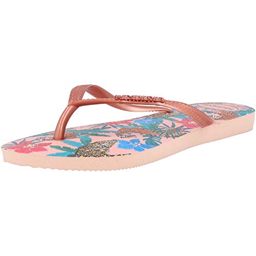 Chinelo Slim Tropical, Havaianas, Feminino, Rosa Ballet/Rosa Retro Metalico, 41/42