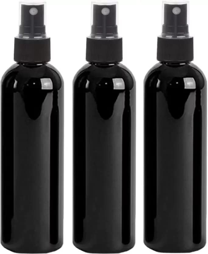 Pam HerbalsFine Mist Spray Bottle 3.4oz/100ml Clear Travel Bottles Leak Proof for Makeup Cosmetic Containers (BLACK) (Pack of 3)