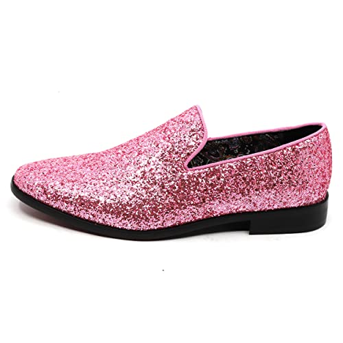 Men's Fashion Smoking Sparkly Glitter Sequin Dress Tuxedo Loafers Slip On Shoes SM-042