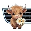 Car Air Freshener Vents Clip，Car Scent Diffuser Vent Clip，Cute Calf Air Freshener Vent Clips，2D Odor Eliminator Aromatherapy Diffuser，Cute Auto Decoration Of A Highland Cow Holding A Small Flower #2