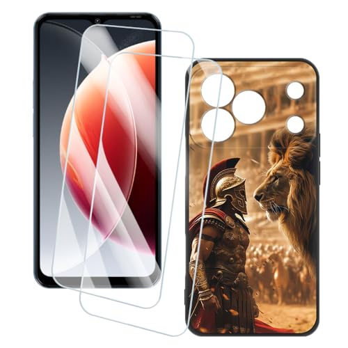 OAGELIM 2�Z�b�g �X�N���[���v���e�N�^�[ + �P�[�X Blackview Wave 7C (6.56 �C���`) �Ƃ̌݊������� �A�[�e�B�X�e�B�b�N�J�X�^���v�����g�J�o�[�Ƌ����K���X�t�B���� �X�N���b�`�h�~ (��m)