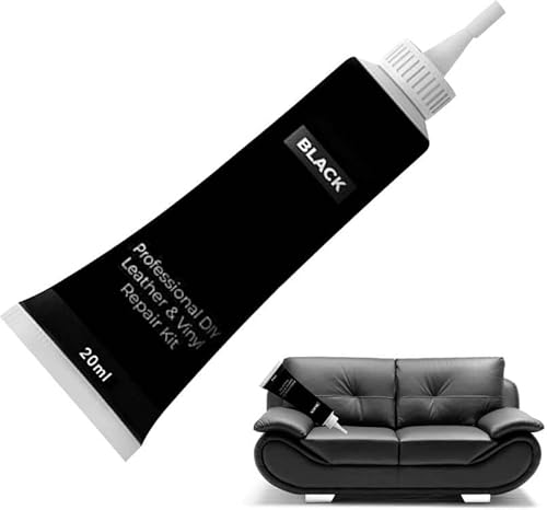 Rakiuty Riparazione della Pelle, Leather Repair Kit, Kit di Riparazione per Pelle, Crema Specifica per Prodotti in Pelle, Leather Restoration Cream, 20ml(Nero)