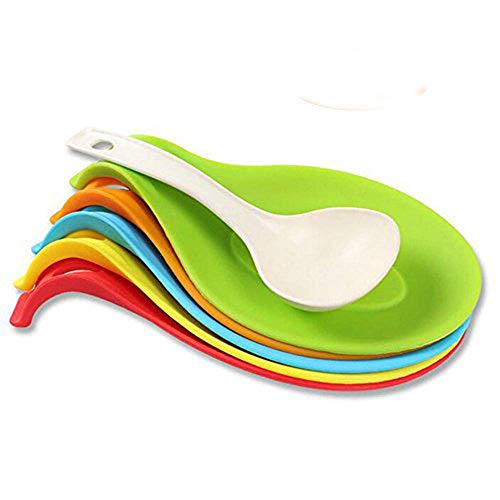 OUZIFISH Kitchen Silicone Spoon Rest Heat Resistant Insulation Mat 4 pcs/set Colorful