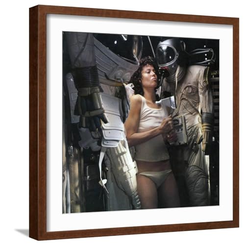 Art.com Wall Photo Alien, 1979 directed by Ridley Scott with Sigourney Weaver (photo) on Brown Frame, 21" x 21"