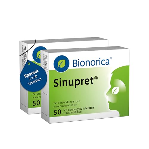 Sinupret im Sparset 2x50 Stück – 5-Pflanzenkombination bei Nasennebenhöhlenentzündung mit Schnupfen. Löst den Schleim, öffnet die Nase und befreit den Kopf