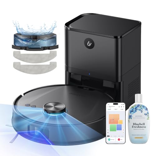 Ultenic T20 Pro Saugroboter mit Wischfunktion 8000 Pa, Staubsauger Roboter mit Absaugstation 3,5 L, Staubsaugroboter für Tierhaare Teppich Böden, AI-gestützte Laser-Hindernisvermeidung, APP-Bedienbar