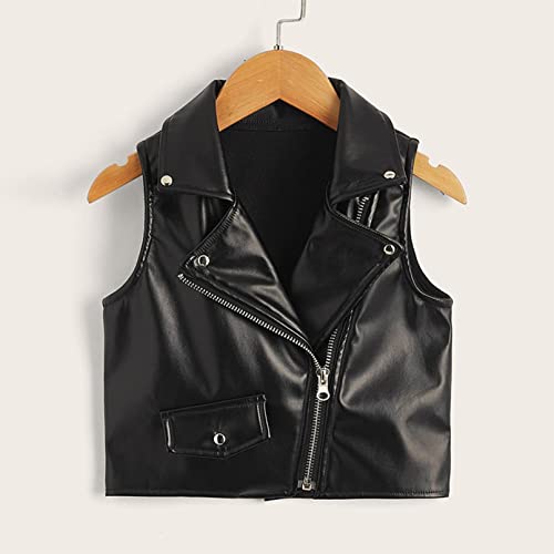 Jhaoyu Kids Boys Girls Pu Leather Motorcycle Jacket Vest Punk Zip-Up Coat Fall Winter Outerwear Black 12-18 Months #TOP2
