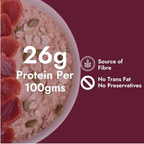 Image of Yolo Roots 26g High Protein Strawberry Super Oats 1 Kg | Plant-Based Protein with Organic Jaggery | No Refined Sugar | High Fibre Breakfast Oats with Seeds & Raisins (Strawberry)