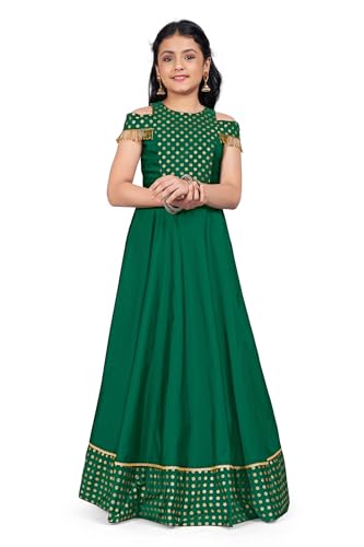 Image of Fashion Dream Girls Silk Blend Floral Printed Dress|Fancy Western Party Gown|Kids Ethnic Dress