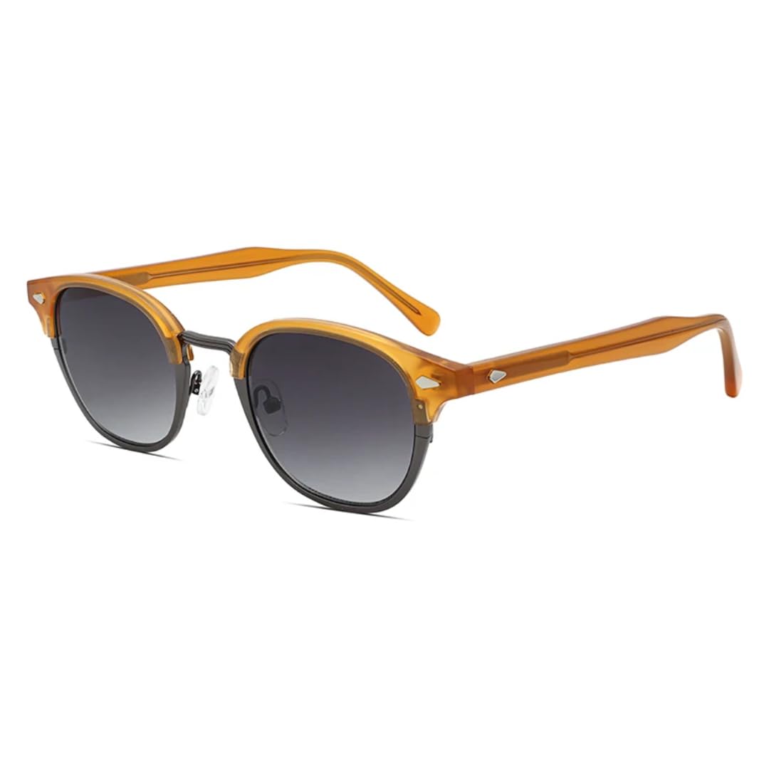 Occhiali da sole da donna Retro Classic Half Metal Round Frame Occhiali da sole da uomo Rivetto Metallo Acetato Uv400