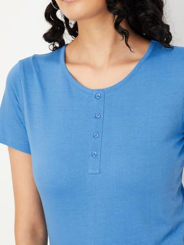 Image of Max Women Cotton Blend Solid Regular Fit T-Shirt