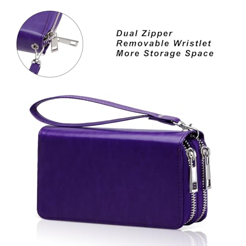Image of Double Zipper Wallet for Woman Clutch Purse with Cell Phone Holder for Smartphone /Card /Coin /Cash