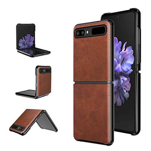 Foluu for Samsung Galaxy Z Flip Case/Z Flip 5G Case, Galaxy Z Flip 5G Leather Case, Ultra Thin Slim Durable Protective Phone Case Cover for Samsung Galaxy Z Flip 5G 2020 (Brown)