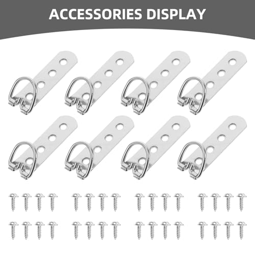 Image of DIY Picture Frame Hardware 8pcs Metal D-Ring Screws d Hooks for Wall Hanging Heavy Duty