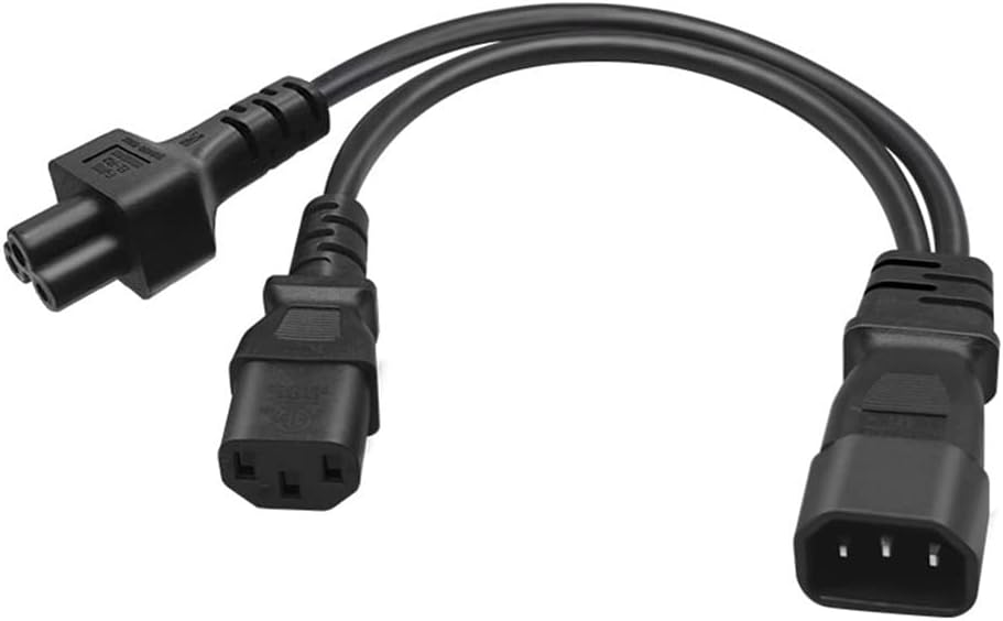 IEC320 C14 to 2 x C13 Y Splitter Extension Power Cable, IEC 320 C14 Male to Up Angle Dual C13 Female Power Cord