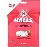 HALLS Throat Soothing Creamy Strawberry Throat Drops, 70 Drops