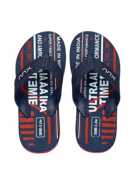 MAX Men's Flip Flops, Navy Blue and Red with Graphic Print-picture-33