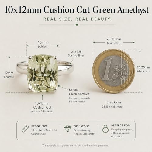 Bague en argent sterling avec améthyste verte ovale taille 54 - 2