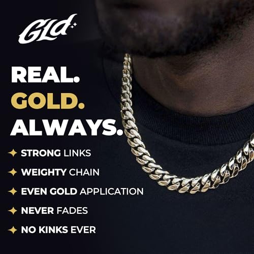 GLD Cuban Link Chain for Men and Women - Gold-Plated Miami Cuban Chain with Premium Storage Travel Pouch - Snatch-Proof Clasp, Sweat-Proof and Fade-Resistant - Lifetime Quality, Designed in Miami2